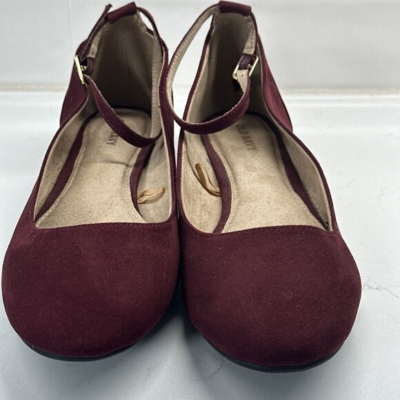 Maroon Ankle Strap Ballet Flats Shoes Women's 9 - Picture 12 of 12